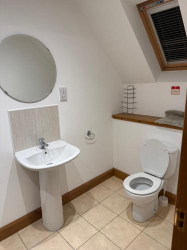 a bathroom with a sink and a toilet at Ardbrae Apartments in Daviot