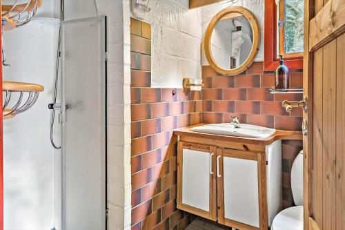 a bathroom with a sink and a shower at 30065-Ulfborg-Oster-skovvej-63 in Ulfborg