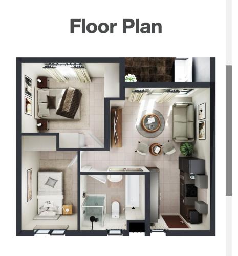 a floor plan of a small apartment with a room at Private Room in a 2-Bed Apartment Shared in Farmall