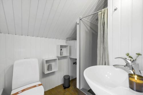a bathroom with a white toilet and a sink at K20063-Store-Fuglede-Ostvej-6 in Store Fuglede