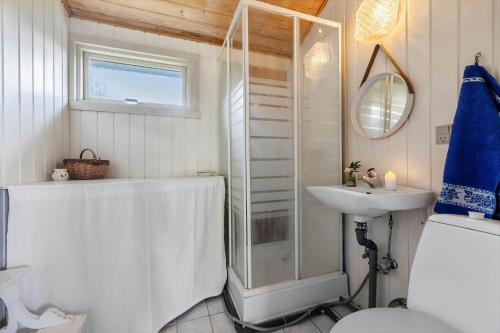 a bathroom with a shower and a sink at SL347-Korsor-Tvaerager-9 in Korsør