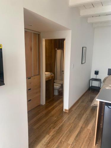 a room with a bathroom with a toilet and a sink at Housing Las Lomitas in Villa Allende