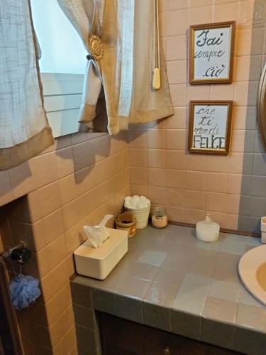 a bathroom with a sink and a counter top with a sink at A CASA DI GEMMA in Bologna