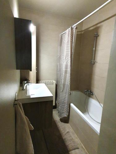 a bathroom with a sink and a tub and a shower at Mazzity 2 in Antwerp