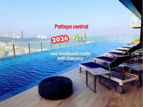 a sign that reads two bedroom suite with balcony with water at THE BASE Sea View Holiday inn Central Pattaya in Pattaya
