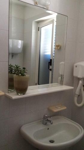 a bathroom with a sink and a mirror at Hotel Le Viole in San Domino