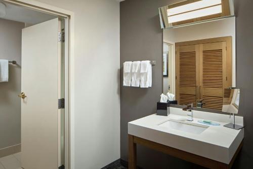 a bathroom with a sink and a mirror at Courtyard Newark Granville in Newark