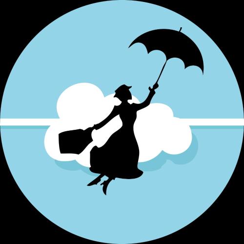 a silhouette of a woman with an umbrella and a suitcase at Relais Donna Lucrezia in Rome