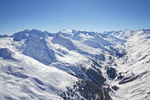 an aerial view of a snow covered mountain at Haus Gstrein in Obergurgl