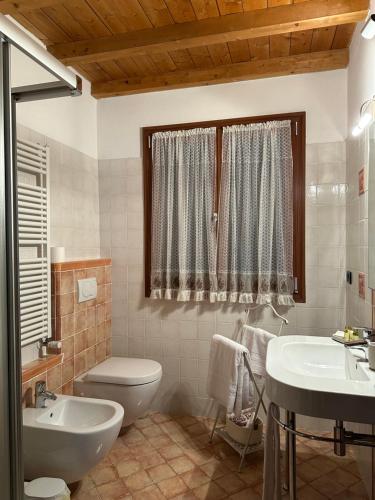 a bathroom with a toilet and a sink at B&B La Collina degli Ulivi in Zola Predosa