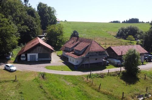 an aerial view of three houses in a field at Haus am Murgtalpfad 1 und 2 in Rickenbach