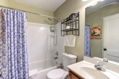 a bathroom with a toilet and a sink at Peaceful Retreat in Gated Midtown Community in Memphis