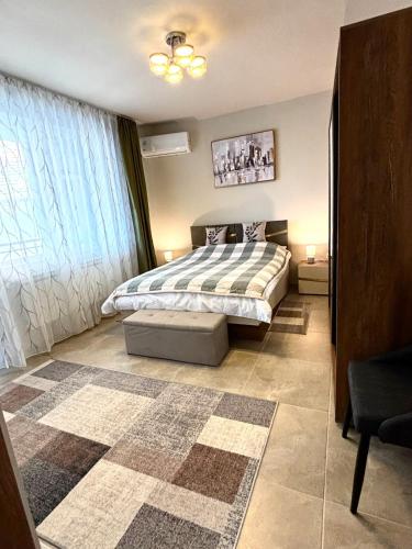 a bedroom with a bed and a window at Apartment Dragoman 10 in Pleven
