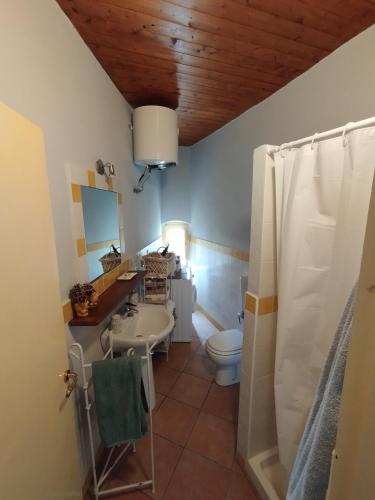 a bathroom with a sink and a toilet at Casa Adamo 77 in Badolato