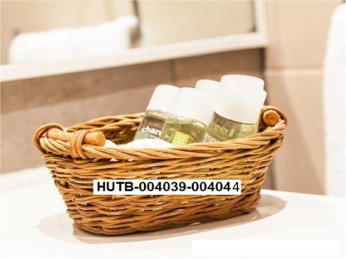 a basket full of toiletries sitting on a counter at BcnStop Parc Güell in Barcelona