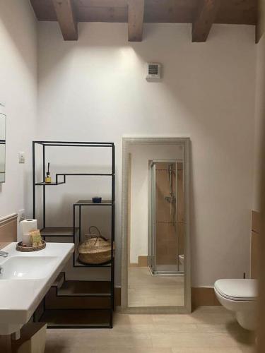 a bathroom with a shower and a sink and a toilet at Agriturismo Ca' Cristane in Rivoli Veronese