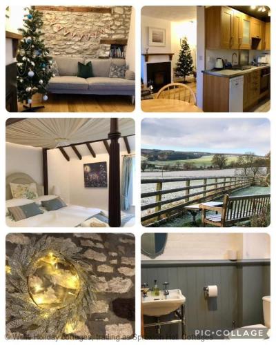 a collage of pictures of a kitchen and a living room at Riccal Dale Cottage in Helmsley