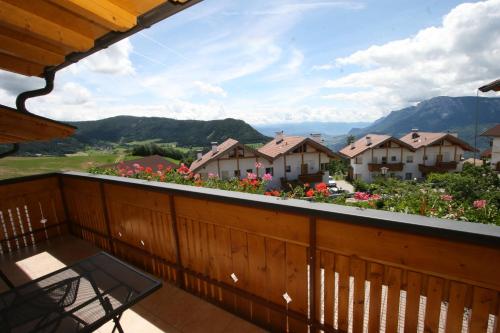 a balcony with a view of a mountain at Schötzerhof in Meltina