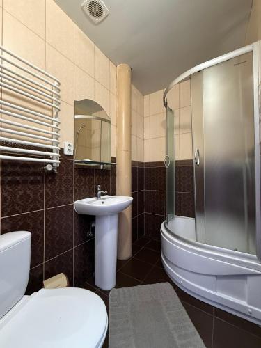 Koupelna v ubytování Troyanda