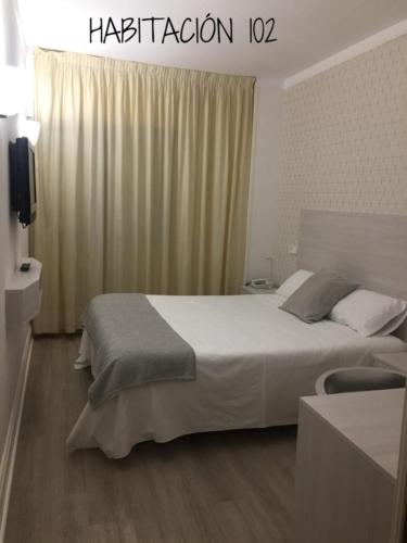 a bedroom with a large bed in a room at Hostal Vista Alegre in Castro-Urdiales