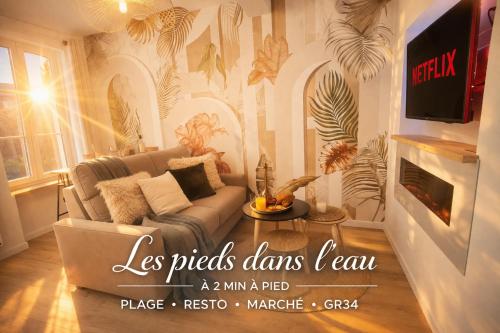 MRODBNB - Appart Neuf - Aperçu Mer - 25m Plage & Resto - Ciné - cheminée - Popcorn