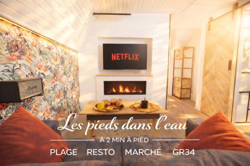 MRODBNB - Appart Neuf - Vue Mer - 25m Plage & Resto - Ciné - cheminée - Popcorn