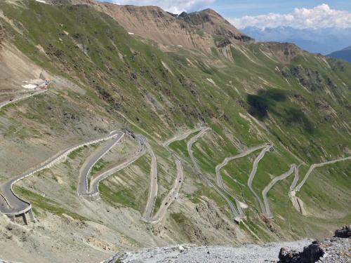 a mountain with roads on the side of a hill at Klostergut in Castelbello-ciardes