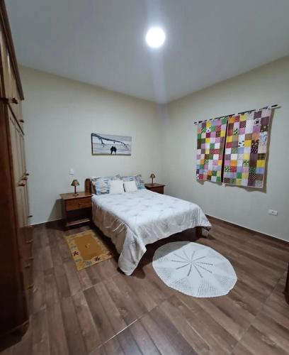 a bedroom with a large bed and a rug at Chacara pais e filhas in Socorro