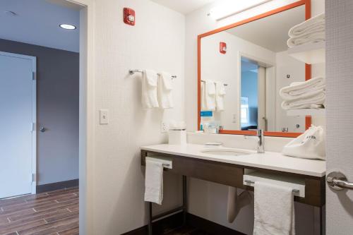a bathroom with a sink and a mirror at Hampton Inn & Suites St. George in St. George