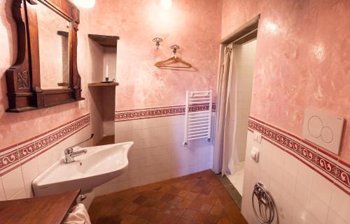 a bathroom with a sink and a mirror at Agriturismo La Romagnana in Pistoia