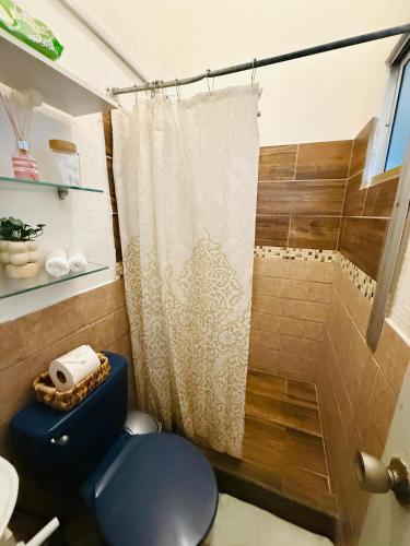a bathroom with a toilet and a shower at Quepos Prime in Quepos