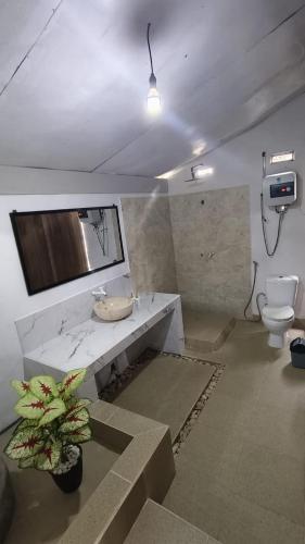 a bathroom with a sink and a toilet at Panorama Ekas in Ekas