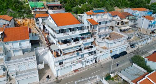 an overhead view of a city with white buildings at Villa Tex in Neum