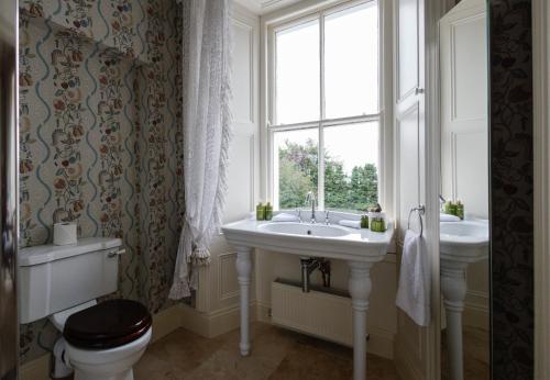 a bathroom with a sink and a toilet and a window at College Hill House in Slane