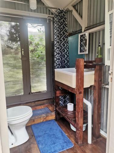 a bathroom with a toilet and a sink at Rivendell Forest Retreat in Wilderness