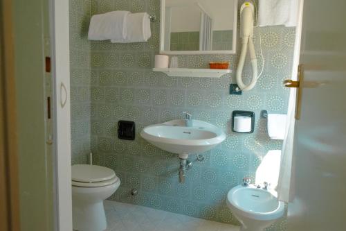 a bathroom with a sink and a toilet at Hotel San Marco BB in Boario Terme
