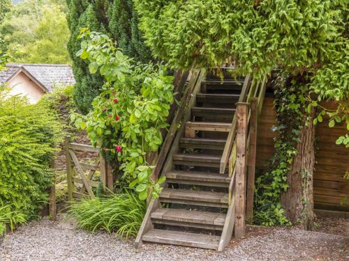 a wooden staircase with a bunch of plants on it at Horner- Ukc4923 in Timberscombe