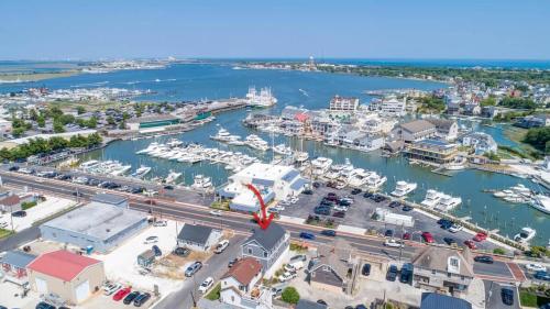 an aerial view of a marina with boats at The Anchorage Cape May in Cape May