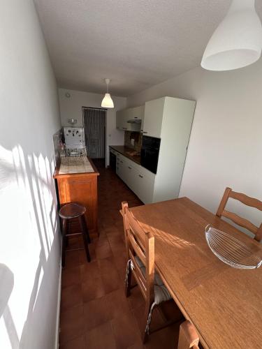 a kitchen and dining room with a wooden table at Casa LynaeL Saint Roch in Nice
