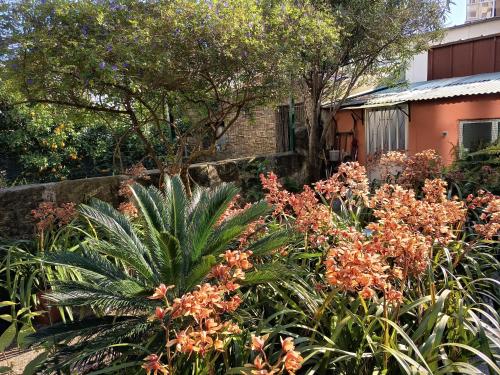 a garden in front of a house with flowers at Metro Casa Música Apartments and Rooms in Porto