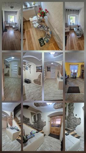 a collage of pictures of a living room at Agroturystyka Zacisze in Gorzanów