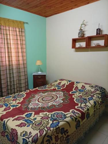 a bedroom with a bed with a colorful bedspread at Celina in Chajarí