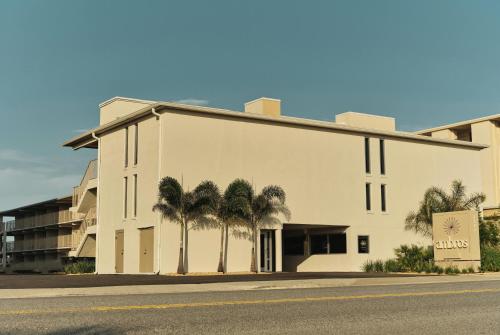 a white building with palm trees in front of it at Ambros Daytona, Trademark Collection by Wyndham in Daytona Beach