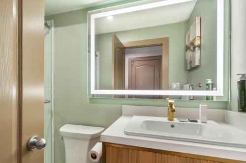 a bathroom with a sink and a mirror at Velora Hinton, an Ascend Collection Hotel in Hinton