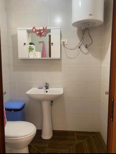 ein Badezimmer mit Toilette und Waschbecken in der Unterkunft The Eagle in Hardedaj