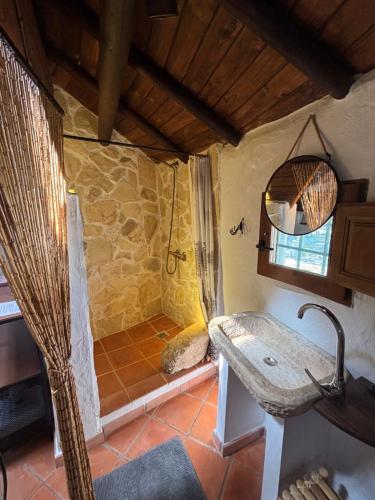 a bathroom with a shower and a sink at Pink Elephant in Lorca