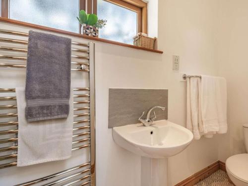 a bathroom with a sink and a toilet and a window at 4 Bed in Ludlow oc-chl22 in Orleton