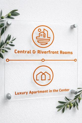 a logo for central and riverfront rooms luxury apartment in the center at Central & Riverfront Room 1 in Edessa