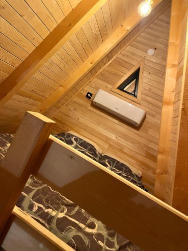 an overhead view of a room in a wooden ceiling at Podgoricka Koliba in Mosor