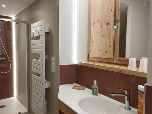 a bathroom with a sink and a shower at O Clarée in Val-des-Prés